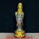 14.9chinese Antique Collection Pure Copper Gilt Vase Guanyin Bodhisattva