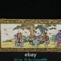 14'' Ancient Chinese Enamel Color Gilt Porcelain Landscape Figure Tea Table