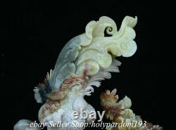 14 Chinese Natural Xiu Jade Carving Fengshui Phoenix Bird Statue Sculpture