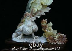 14 Chinese Natural Xiu Jade Carving Fengshui Phoenix Bird Statue Sculpture