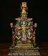 14 Old Chinese Bronze Gilt Painting God Emperor Lucky Statue Sculpture