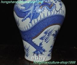 15Chinese Blue & white porcelain Gilt Dragon Zun Cup Bottle Pot Vase Statue