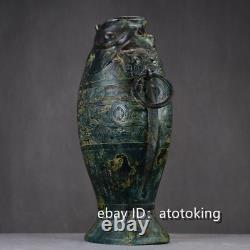 15.2 Chinese antiques Han Dynasty period bronzeware inscriptions fish bottle