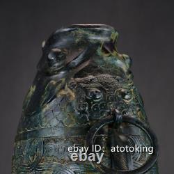 15.2 Chinese antiques Han Dynasty period bronzeware inscriptions fish bottle