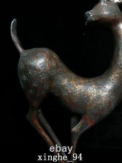 15.3 Chinese Old Antique dynasty Exquisite bronze gilt deer Statue