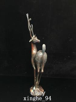 15.3 Chinese Old Antique dynasty Exquisite bronze gilt deer Statue