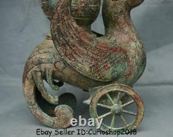 15.6 Old Chinese Bronze Ware Dynasty Birds Zun Bottle Vase sacrificial vessel