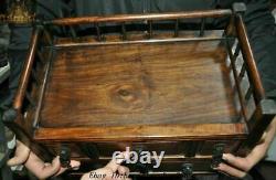 15 Chinese Huanghuali wood dynasty Drawer Box Tea Tray Pallet Waiter Tea-Things
