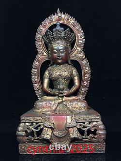 16Collecting Chinese antiques Tibetan Pure copper gilding Longevity Buddha