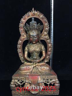 16Collecting Chinese antiques Tibetan Pure copper gilding Longevity Buddha
