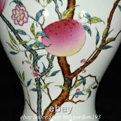 16.2 Qing Yongzheng Chinese Famille rose Porcelain Fengshui Peach Bottle Vase