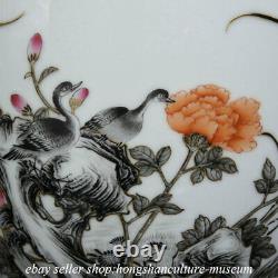 16.4 Qianlong Marked Chinese Famille rose Porcelain Flower Bird Bottle Vase