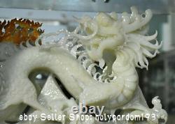 16.8 Chinese Natural White Xiu Jade Carving Fengshui 12 Zodiac Year Dragon
