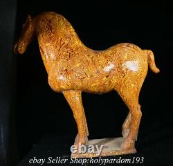 17.2 Old Chinese Tang Sancai Glaze Pottery Fengshui 12 Zodiac Year Horse Statue