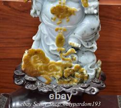17.4 Chinese Top ice Emerald jade jadeite Happy Laugh Maitreya Buddha Statue
