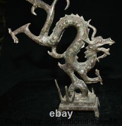 17.4 Old Chinese Bronze Ware Dynasty Palace Dragon Beast Loong Statue
