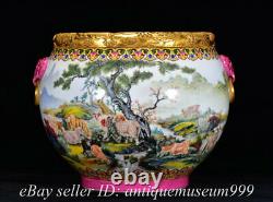 17.6 Qianlong Marked Chinese Colour enamels Gilt Porcelain sheep Jar Pot Kettle