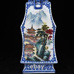 17.7 Chinese Porcelain Qing dynasty qianlong mark famille rose landscape Vase