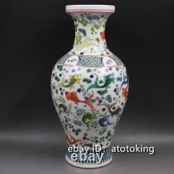 17 Chinese antiques Qing Dynasty Kangxi Years Pastel Fish pattern Guanyin vase