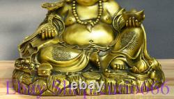 17 Old Chinese Copper Gilt Happy Laugh Maitreya Buddha Yuanbao Wealth Statue