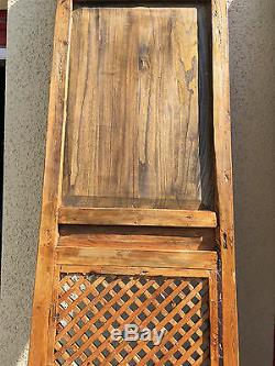 1800 Chinese Antique Asian Qing Carved Wood Lattice 4 Doors Screen Architectural