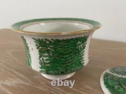 18-19c Green Fitzhugh Round Covered Tureen Veg Bowl Porcelain Chinese Export