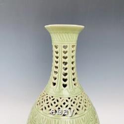 18.1 Chinese Antique Porcelain Song dynasty yaozhou kiln cyan glaze beast Vase