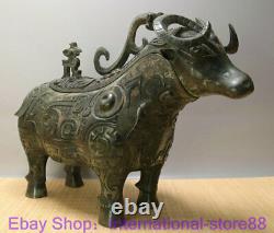 18.4 Boutique Old Chinese Bronze Ware Dynasty Rhinoceros Zun Drinking Vessel