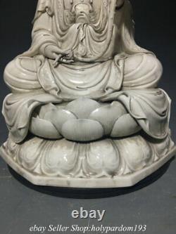18 Chinese Dehua white Porcelain Kwan-yin Guan Yin Goddess Lotus Statue