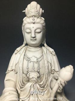 18 Chinese Dehua white Porcelain Kwan-yin Guan Yin Goddess Lotus Statue
