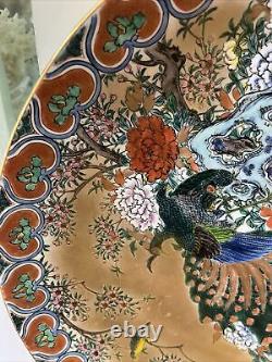 18 large chinese peacock & peonies porcelain charger plate platter