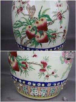 18th/19th C. Chinese Pair Famille-rose Peaches Garden Seats