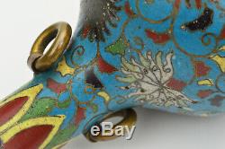 18th 19th Chinese Qing Cloisonne Ming Small Scholars Vase Ring Handles