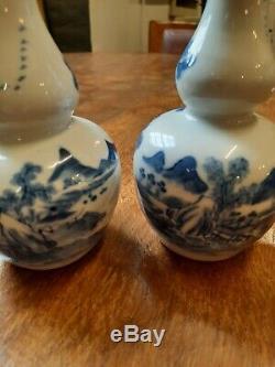 18th 19thc signed Chinese Porcelain Gourd Vases Wine Flasks
