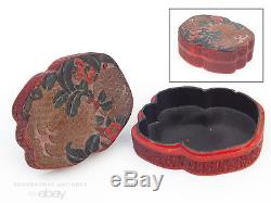 18th C. Antique Chinese Qianlong Cinnabar Scholar's Box Polychrome Qing Dynasty