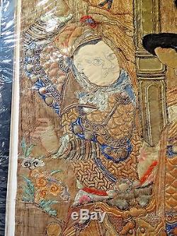 18th C. Chinese Silk Embroidered Peking Opera Theater Panels-LARGE