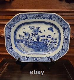 18th Century Antique Chinese Qianlong Period Blue and White Platter 12 3/4