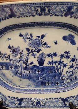 18th Century Antique Chinese Qianlong Period Blue and White Platter 12 3/4