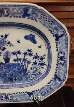 18th Century Antique Chinese Qianlong Period Blue and White Platter 12 3/4