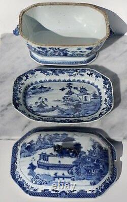 18th Century Chinese Blue And White Chamfered Tureen, Cover And Stand Sothebys