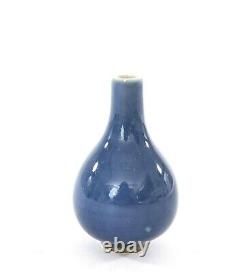 18th Century Kangxi Chinese Blue Monochrome Porcelain Miniature Vase