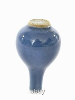 18th Century Kangxi Chinese Blue Monochrome Porcelain Miniature Vase