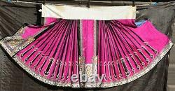 1900's Chinese Pink Fuchsia Silk Embroidery Gold Threads Lady's Skirt