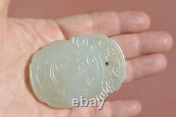 1900's Chinese Russet White Jade Carved Carving Plaque Pendant