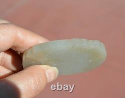 1900's Chinese Russet White Jade Carved Carving Plaque Pendant