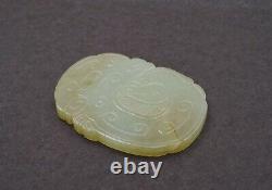 1900's Chinese Russet White Jade Carved Carving Plaque Pendant