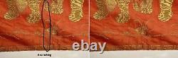 1900's Chinese Silk Embroidery Gold Thread Panel Textile Elephant AS IS Video