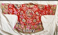 1920 Chinese Wedding Dress Is A Rare 2- Pc. Silk Embroidery Hand Stitched, Signed