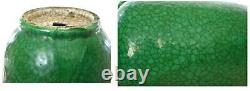 1930's Chinese Green Crackle Glaze Monochrome Ge Guan Type Vase Elephant Ears