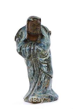 19C Chinese Jun Yao Flambe Glaze Shiwan Mudman Buddha Daruma Figurine Figure